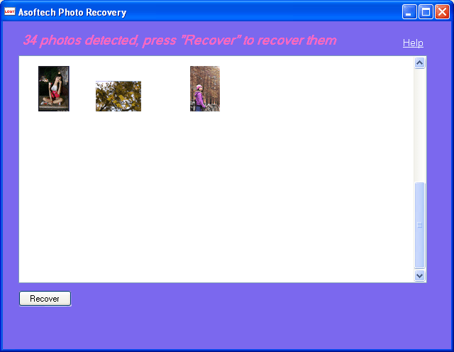 Screenshot of Asoftech Photo Recovery Tool 3.44