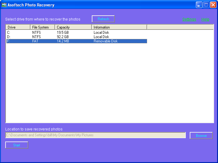 Software di recupero della foto del computer Acer