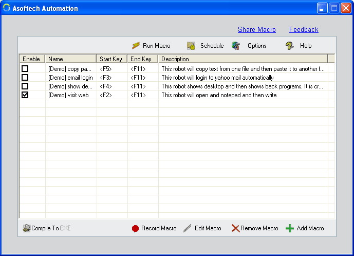 Easy to use software to record, replay, edit & schedule keyboard & mouse macros