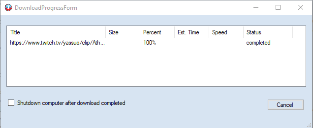 Twitch video downloading progress