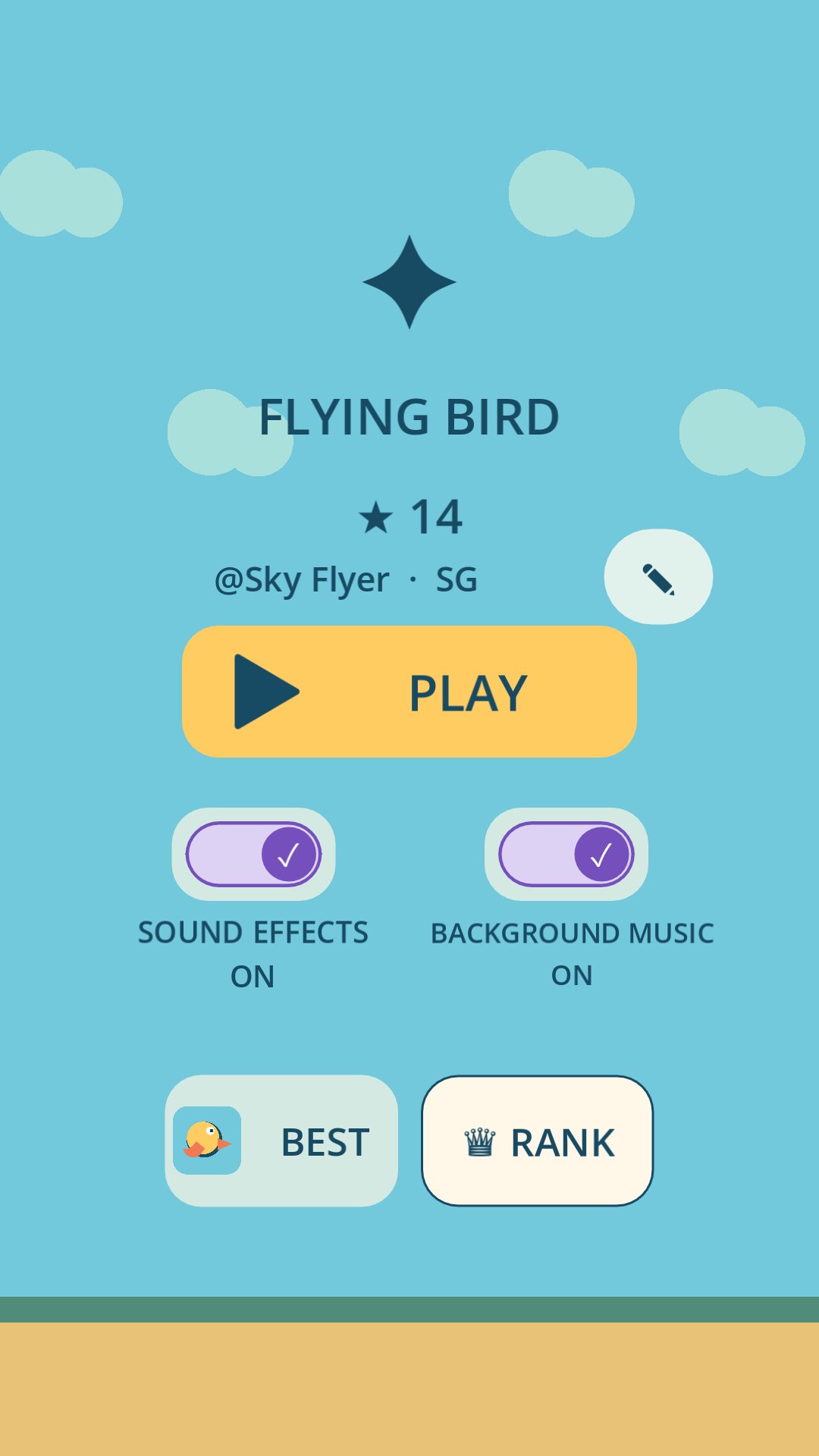 Flying Bird ready-to-play screen