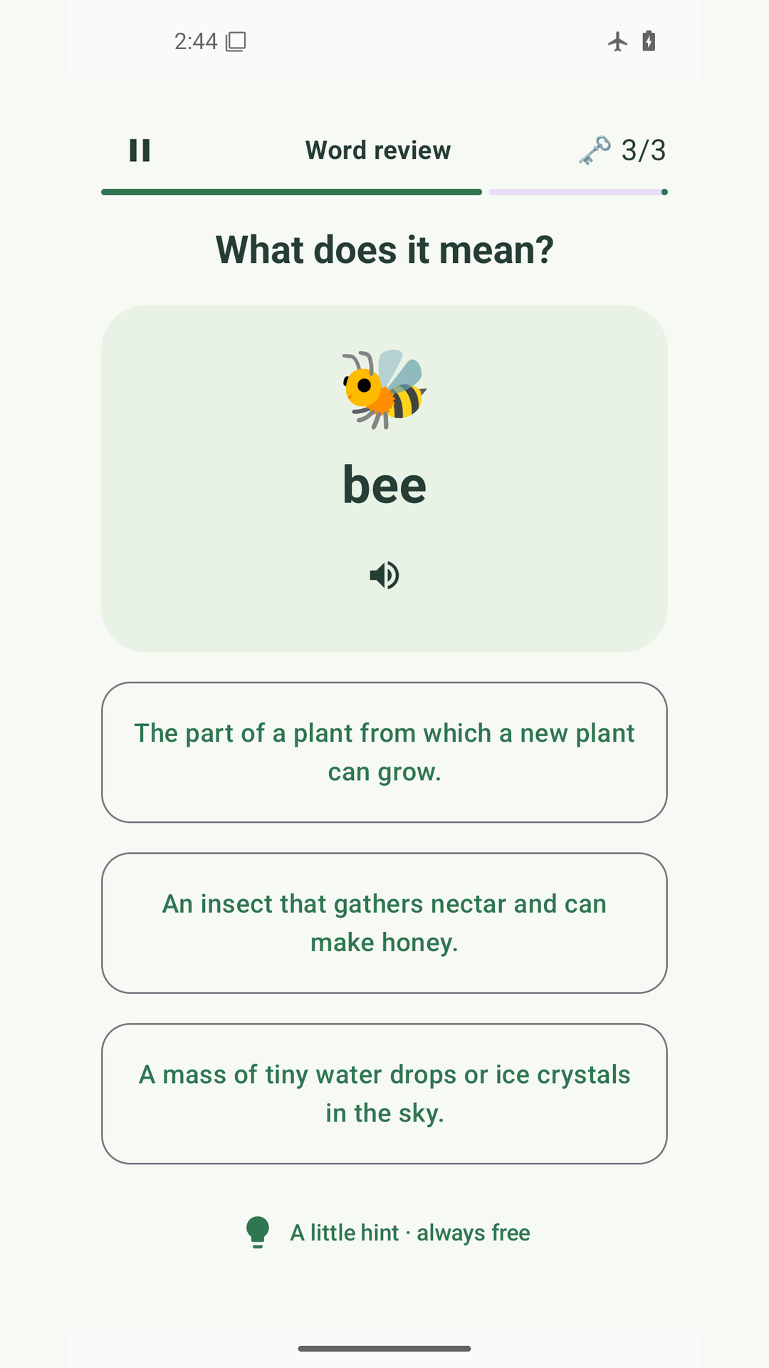Choose the meaning of bee from three definitions
